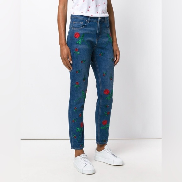 NWT Zoe Karseen rose embroidered straigh Jean - Picture 10 of 11
